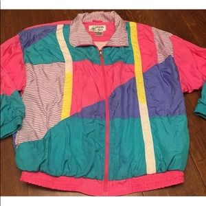 Vtg 80s Party Theme Aerobics Windbreaker Jacket XL